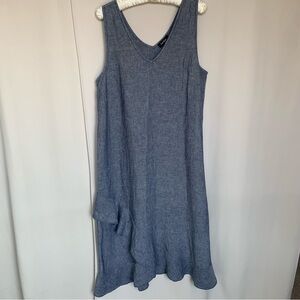 Lord and Taylor Blue Sleeveless Linen Dress